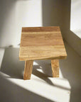 Mini Square Rustic Teak Stool 30cm