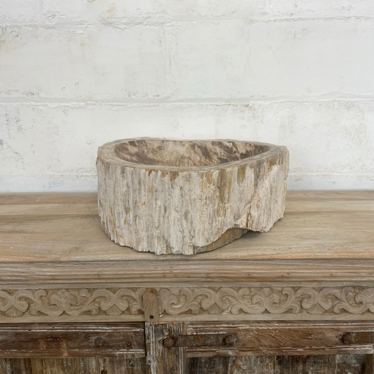 Fossilised wood basin – 50 x 46 x 15cm – Paradise Living Co.