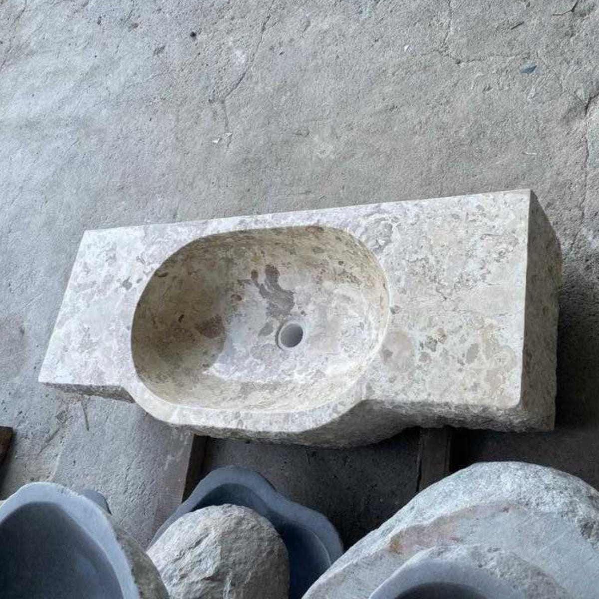 Natural Marble Integrated Basin Top - 90cm Length