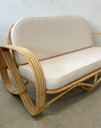 Natural Pretzel Rattan 2 Seater Lounge - Cream Cushion | Made To Order