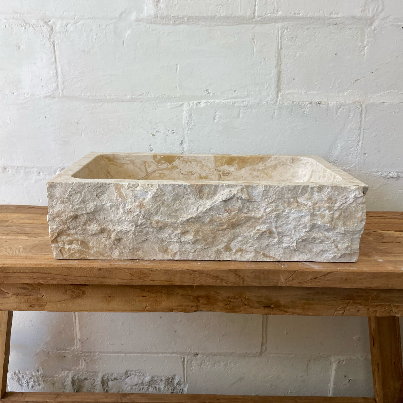 Marble stone basin – rectangle – 61.5 x 36 x 15.5cm – Paradise Living Co.