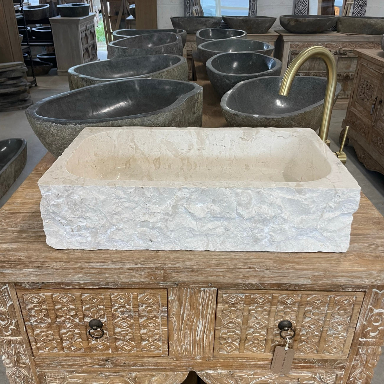 Marble stone basin – rectangle – Paradise Living Co.