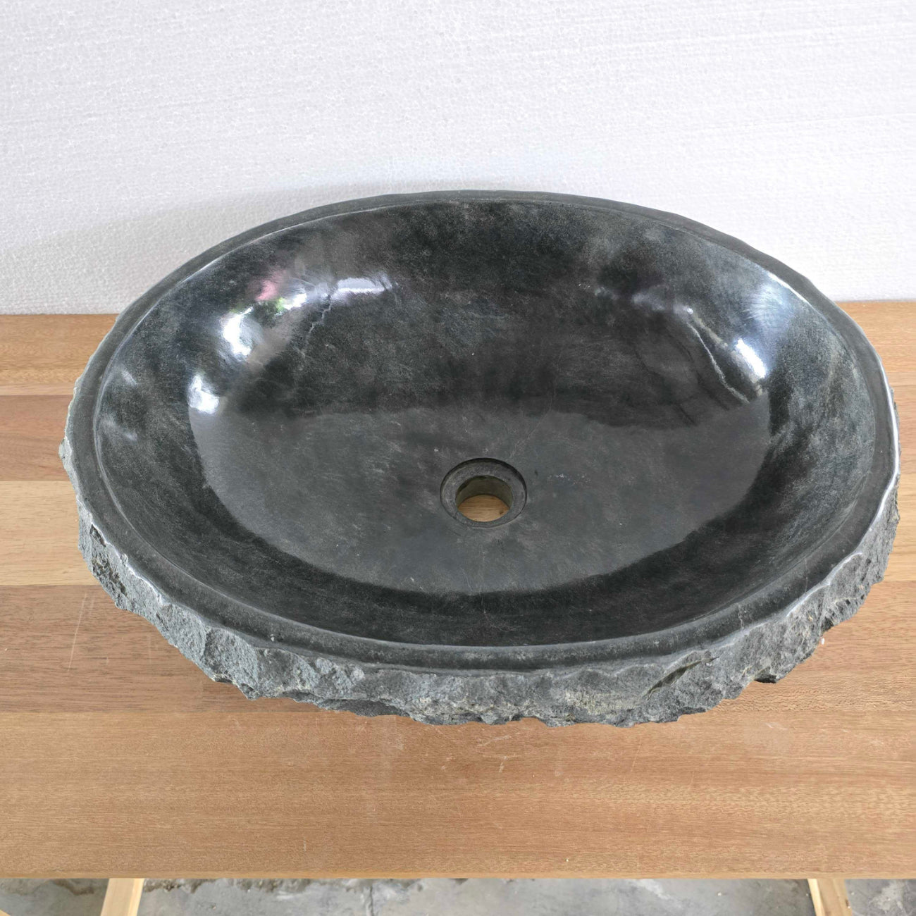 Chisel andesite stone basin – oval – Paradise Living Co.