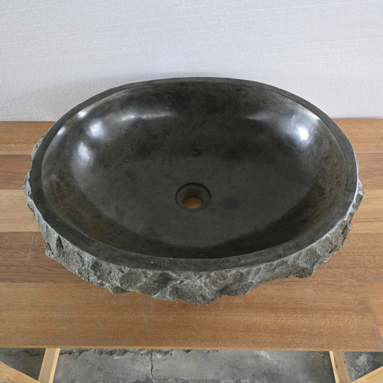 Chisel andesite stone basin – oval – Paradise Living Co.