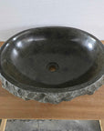 Chisel andesite stone basin – oval – Paradise Living Co.