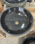 Chisel andesite stone basin – round – 45cm diameter – Paradise Living Co.