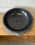 Chisel andesite stone basin – round – 45cm diameter – Paradise Living Co.
