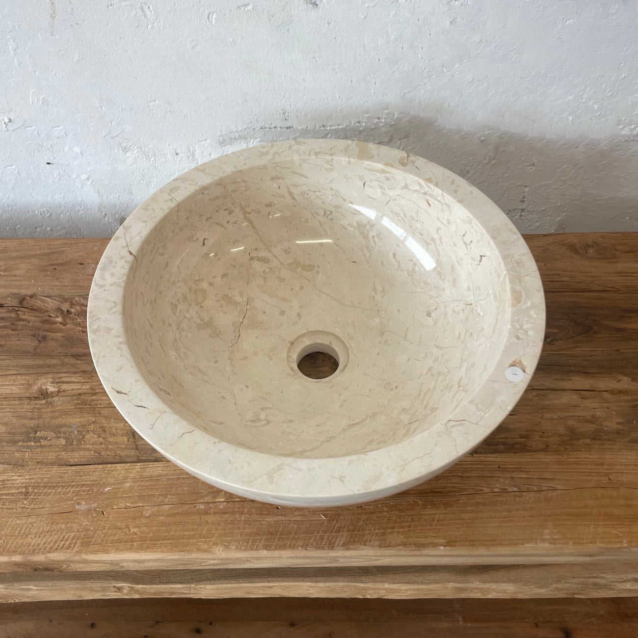 Beige marble stone basin – round – Paradise Living Co.