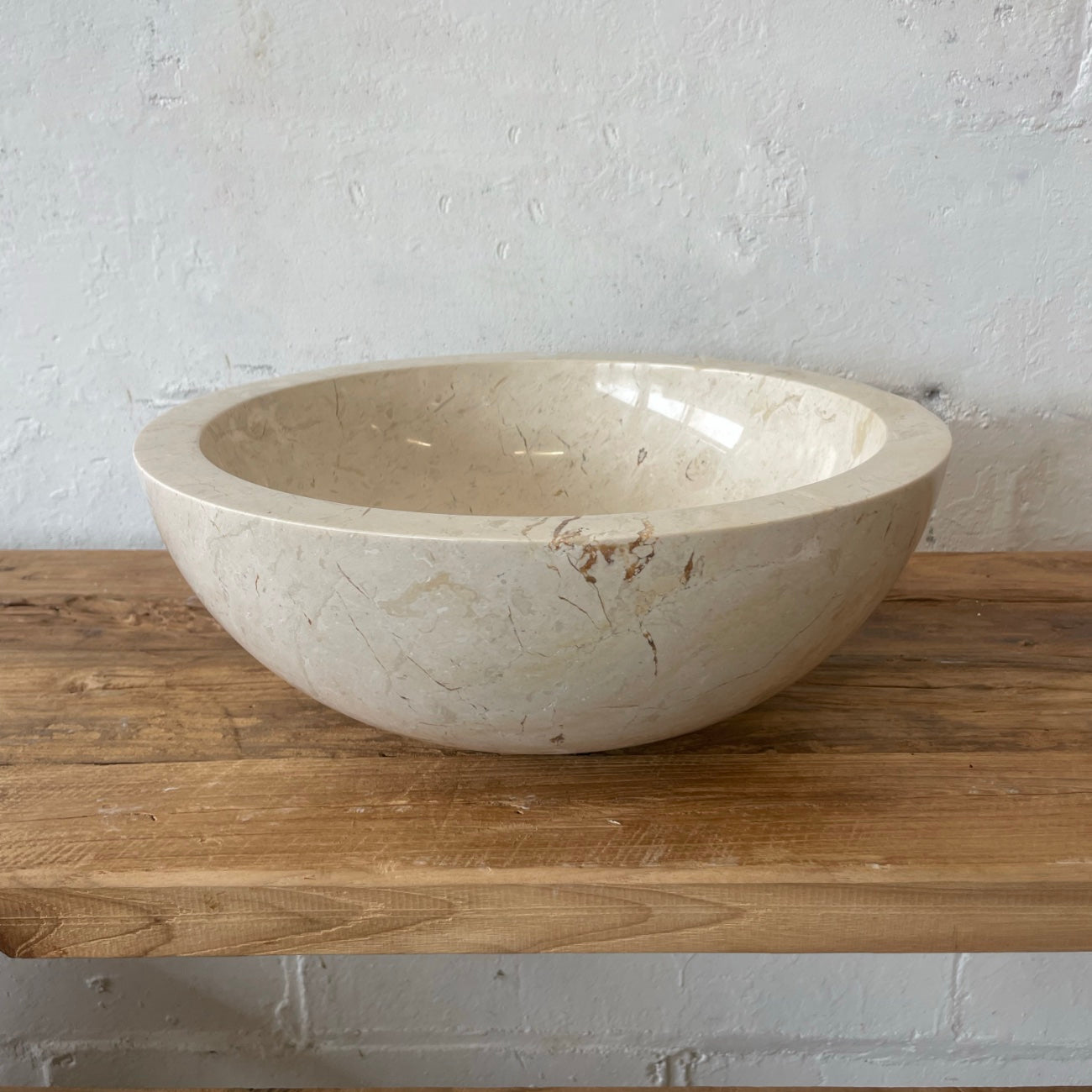 Beige marble stone basin – round – Paradise Living Co.