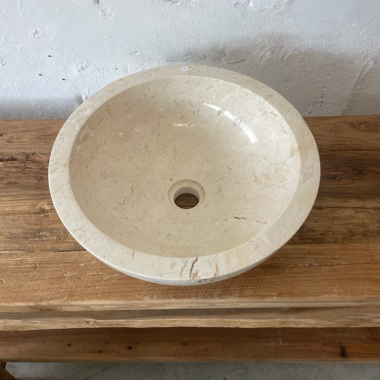 Beige marble stone basin – round – Paradise Living Co.