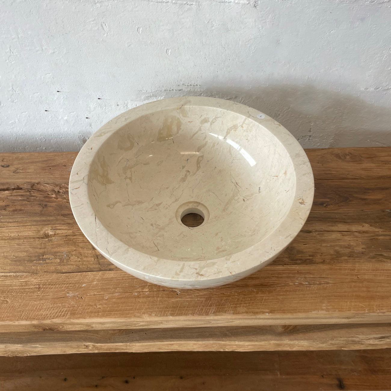 Beige marble stone basin – round – Paradise Living Co.