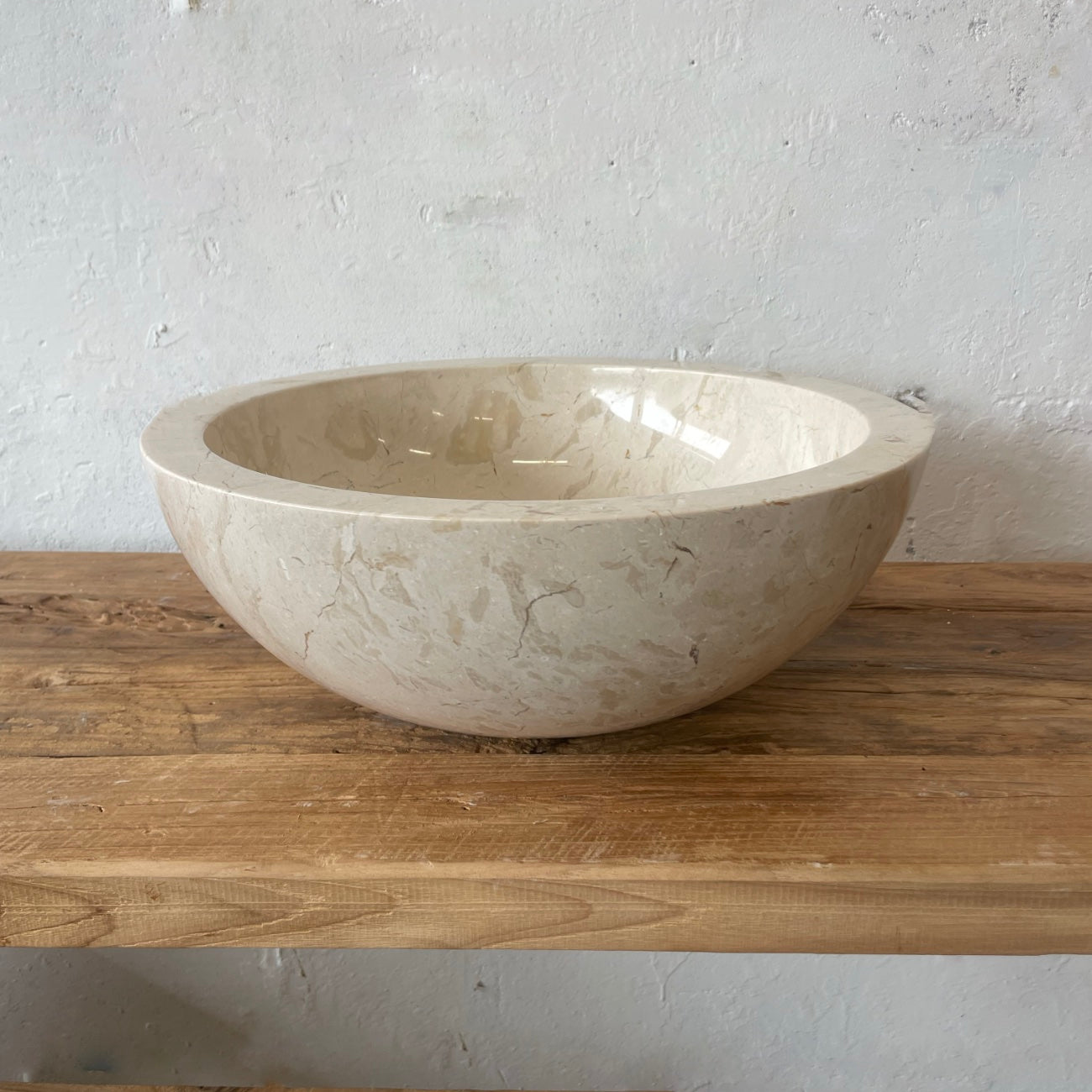 Beige marble stone basin – round – Paradise Living Co.
