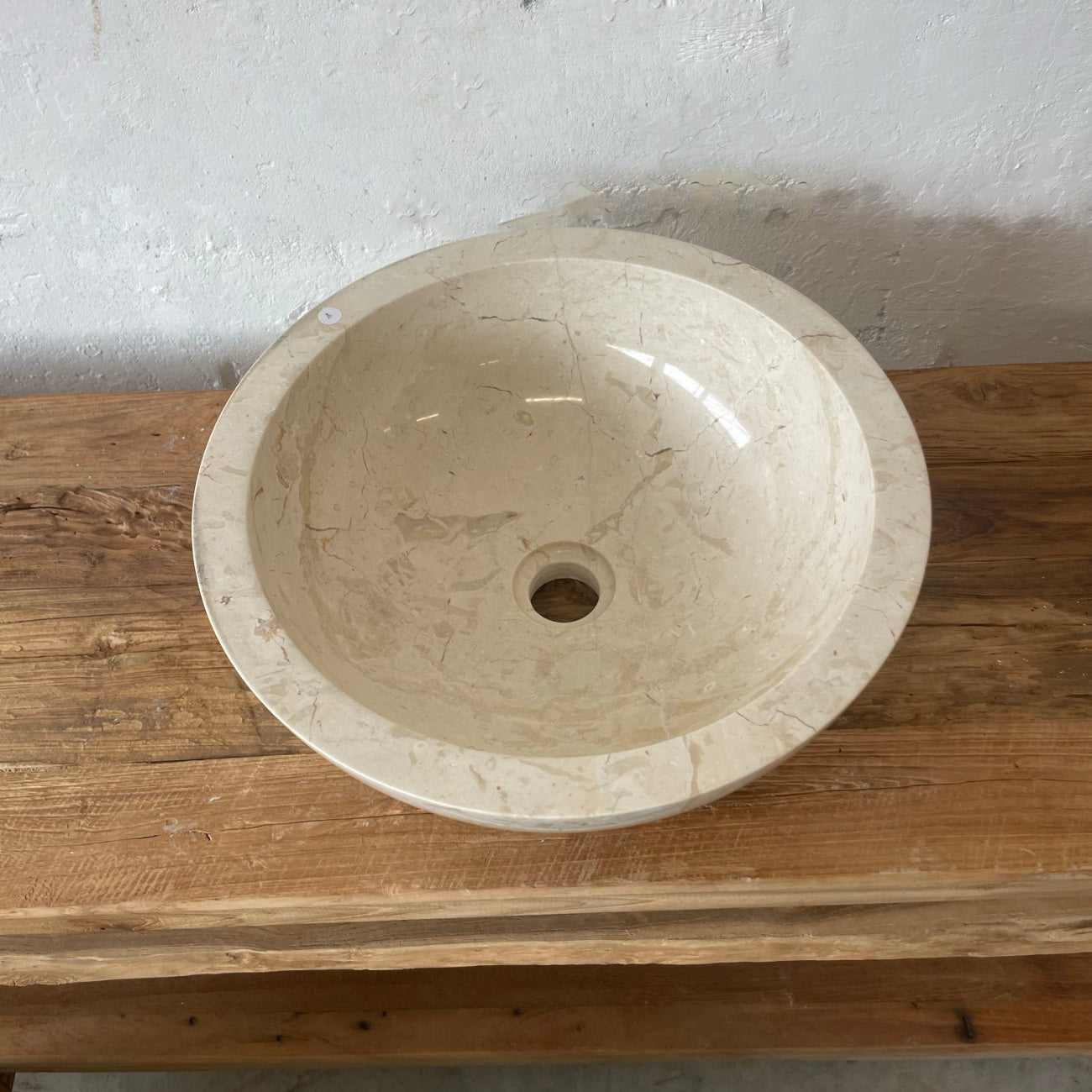 Beige marble stone basin – round – Paradise Living Co.