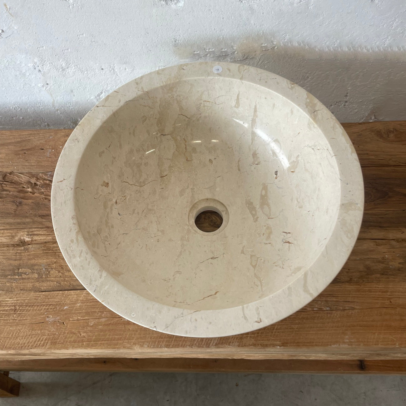 Beige marble stone basin – round – Paradise Living Co.