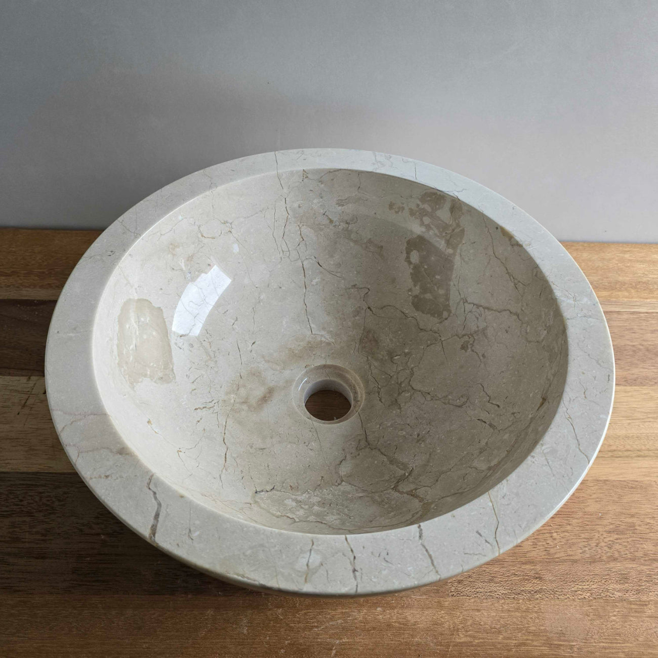 Beige marble stone basin – round – Paradise Living Co.