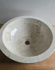 Beige marble stone basin – round – Paradise Living Co.