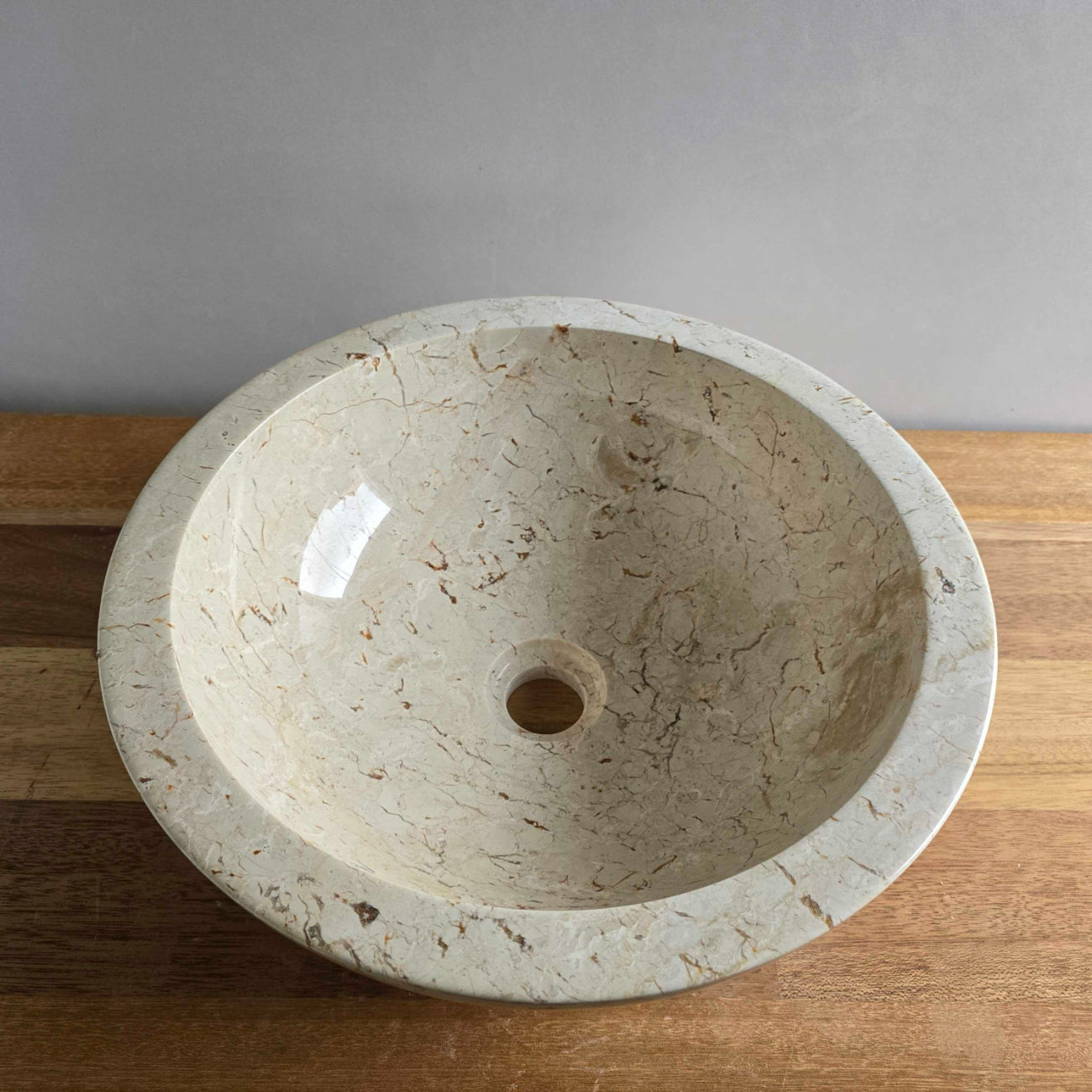 Beige marble stone basin – round – Paradise Living Co.