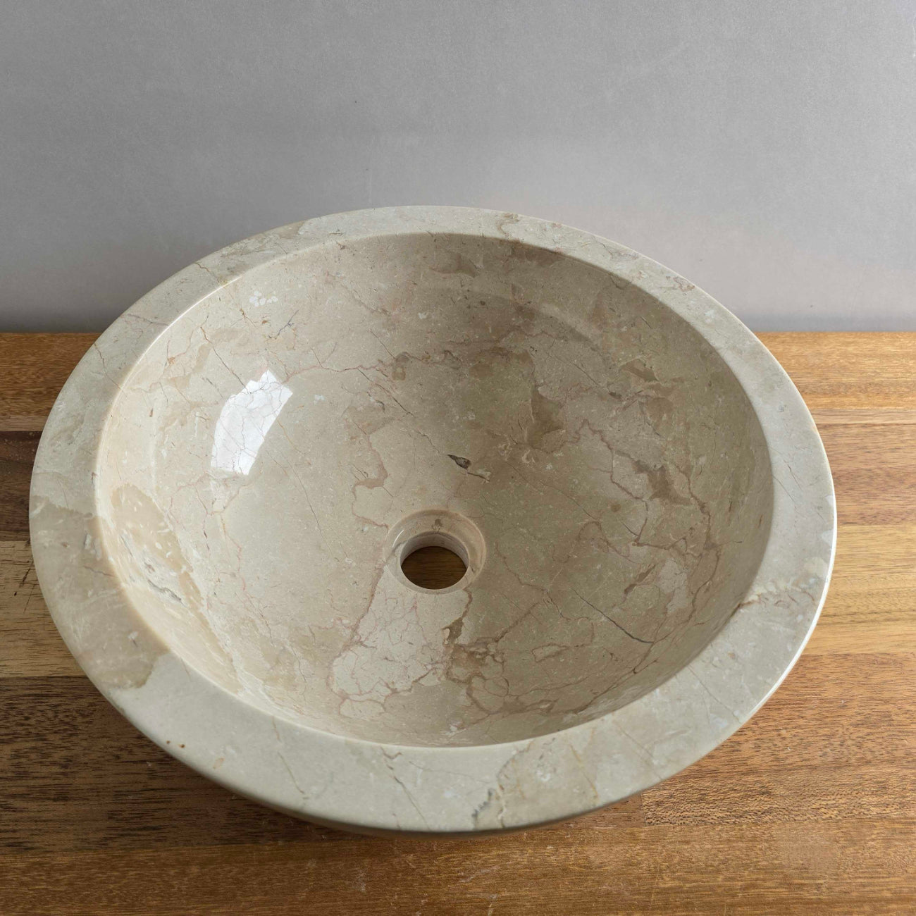 Beige marble stone basin – round – Paradise Living Co.