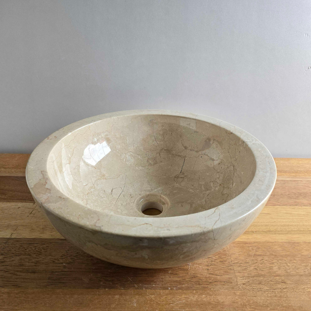 Beige marble stone basin – round – Paradise Living Co.