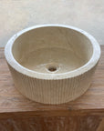 Ribbed marble stone basin – round – Paradise Living Co.