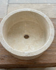 Ribbed marble stone basin – round – Paradise Living Co.