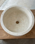 Ribbed marble stone basin – round – Paradise Living Co.