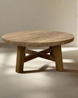 Round Rustic Teak Coffee Table 90 x 45cm