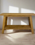 Rustic Teak Shelf Console Table - 120cm Length