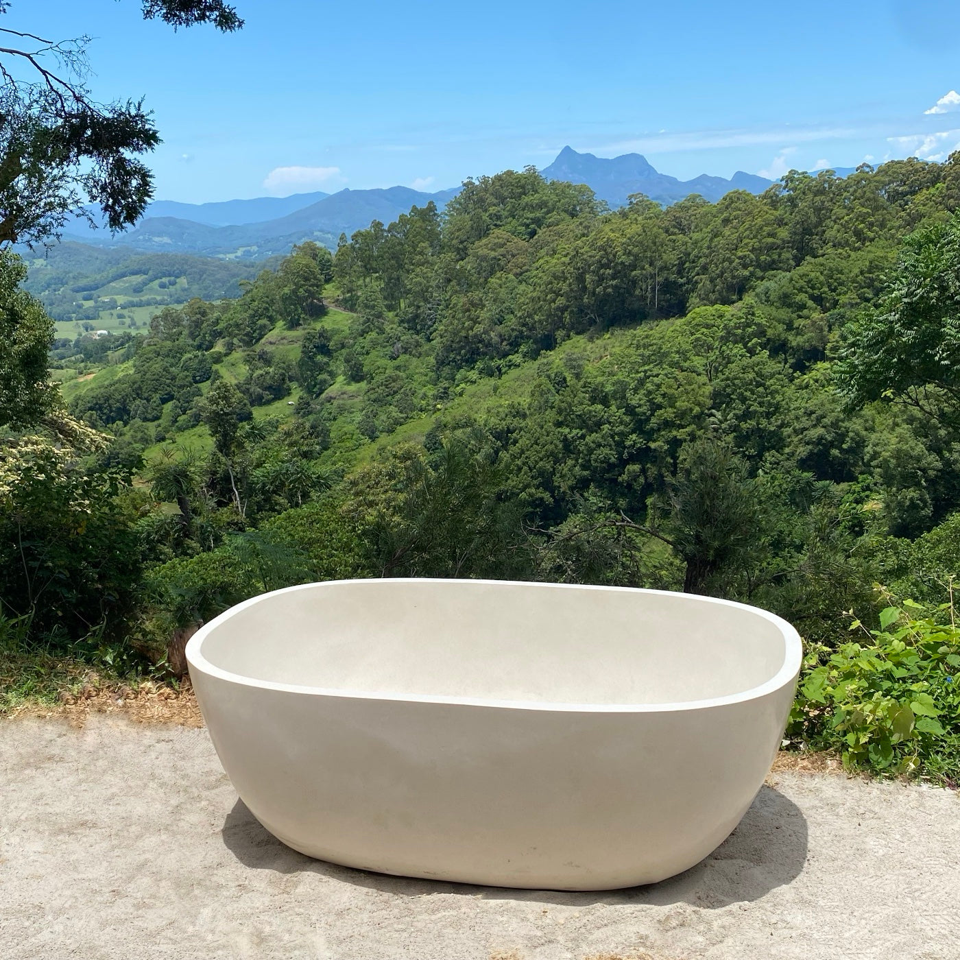 1800mm oval freestanding terrazzo stone bath in Sandy White