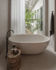 Freestanding Oval Terrazzo Stone Bath 1750mm – Sandy White | Handmade