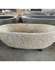 Oval Semi Polished Natural Marble Stone Bath | Made To Order