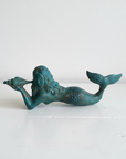 Small Moss Brass Mermaid Laying