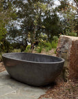 Freestanding Oval Terrazzo Stone Bath 1750mm – Concrete Grey | Handmade