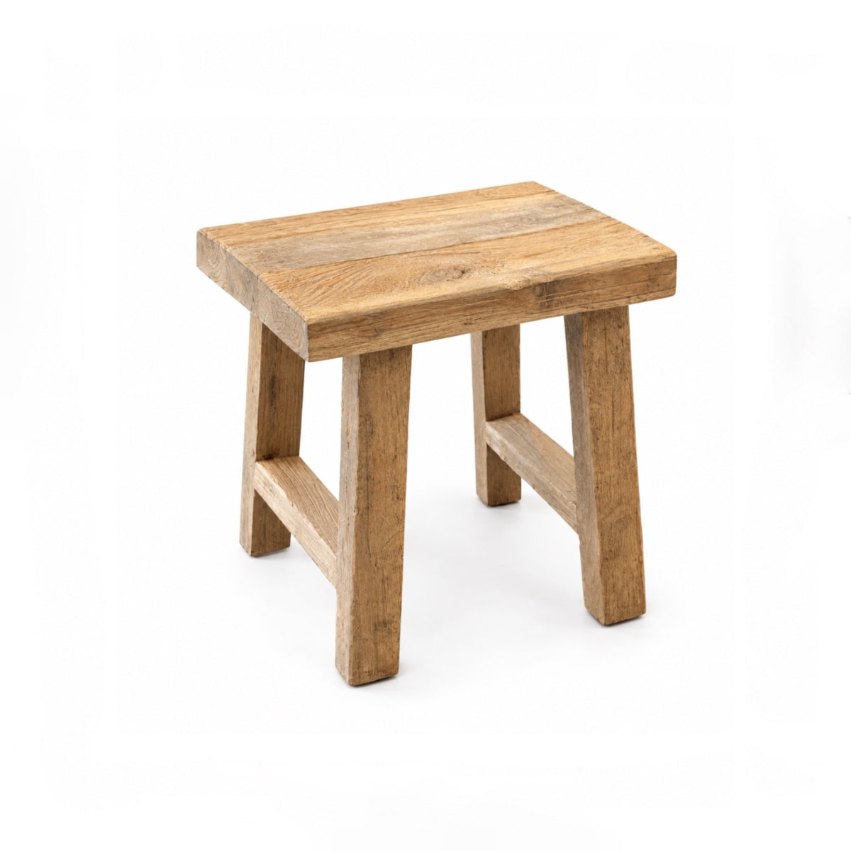 Rectangular Rustic Teak Stool