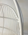 OUTDOOR Steel Framed White Synthetic Rattan Round Single Cane Hanging Chair | Made To Order
