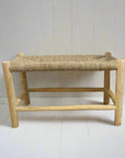 Woven Seagrass & Teak Bench Seat 80cm