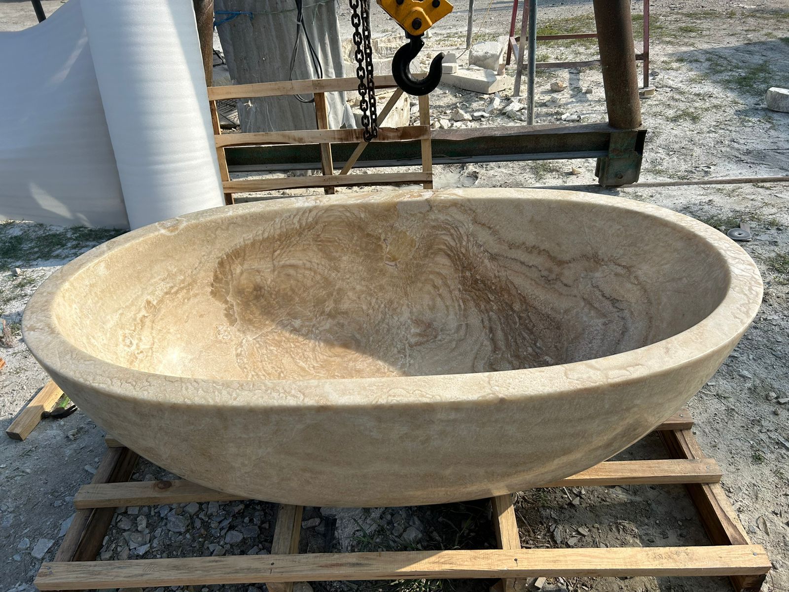 Oval Full Polished Onyx Stone Bath | Made To Order