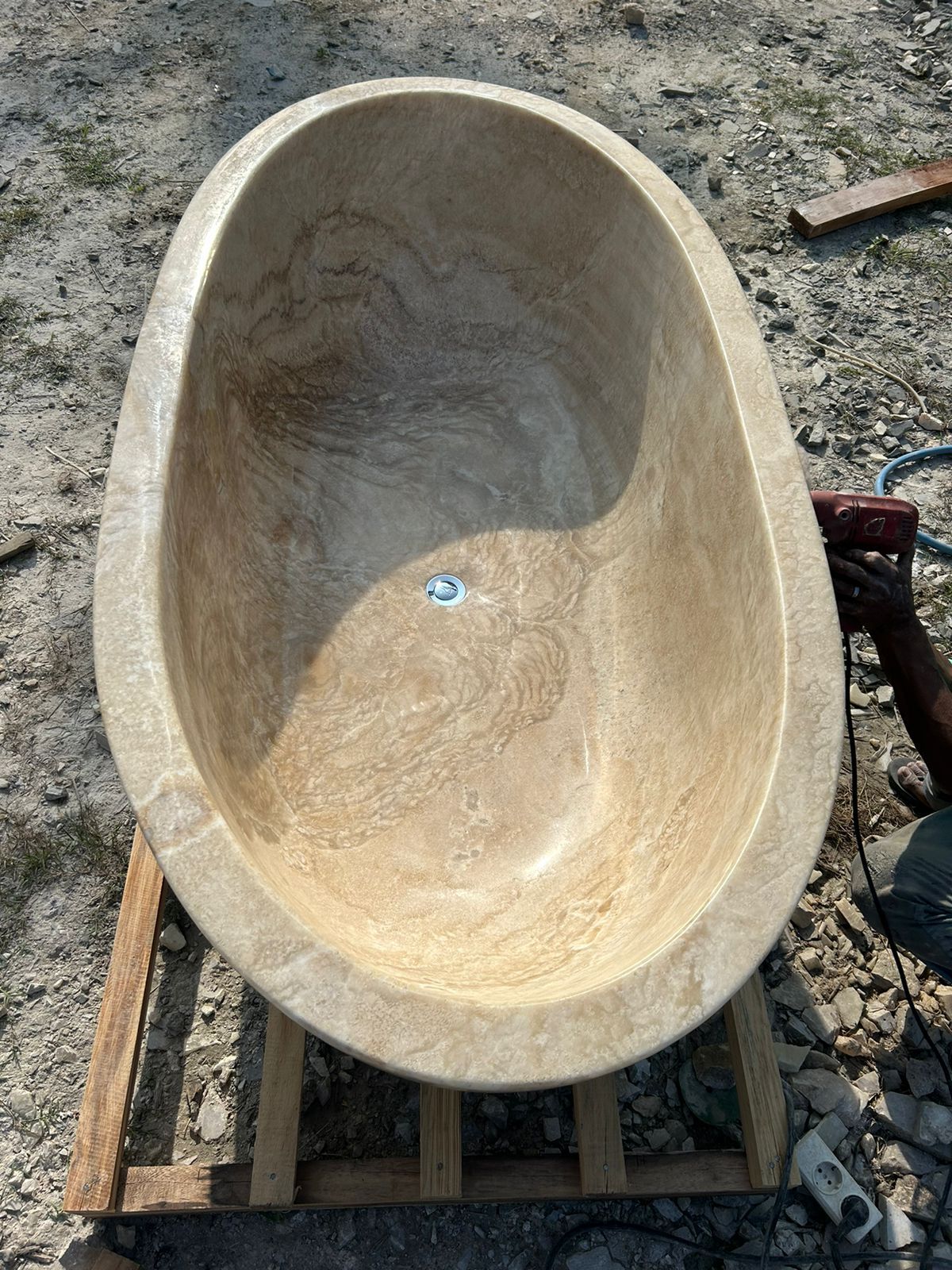 Oval Full Polished Onyx Stone Bath | Made To Order