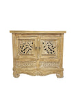 Belang White Wash Carved Teak Vanity - 90cm Length