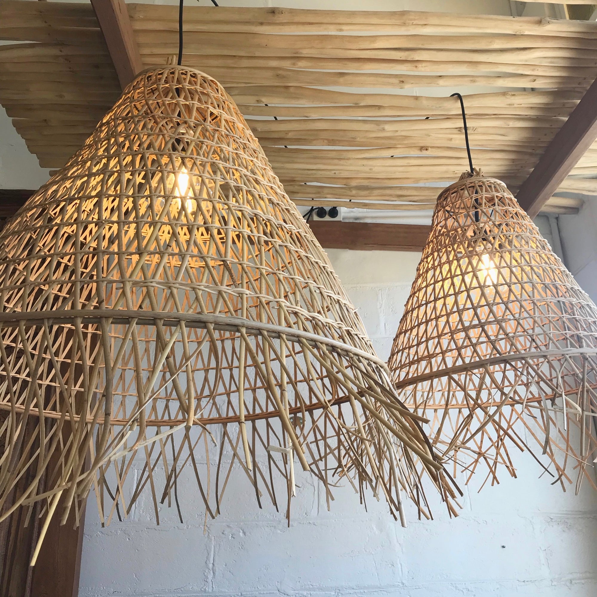 Raw Edge Cabana Rattan Pendant 