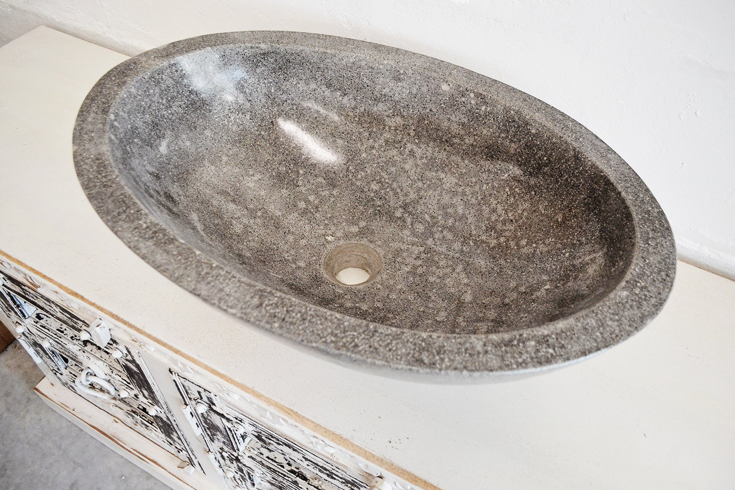 Concrete terrazzo stone basin – oval – Paradise Living Co.