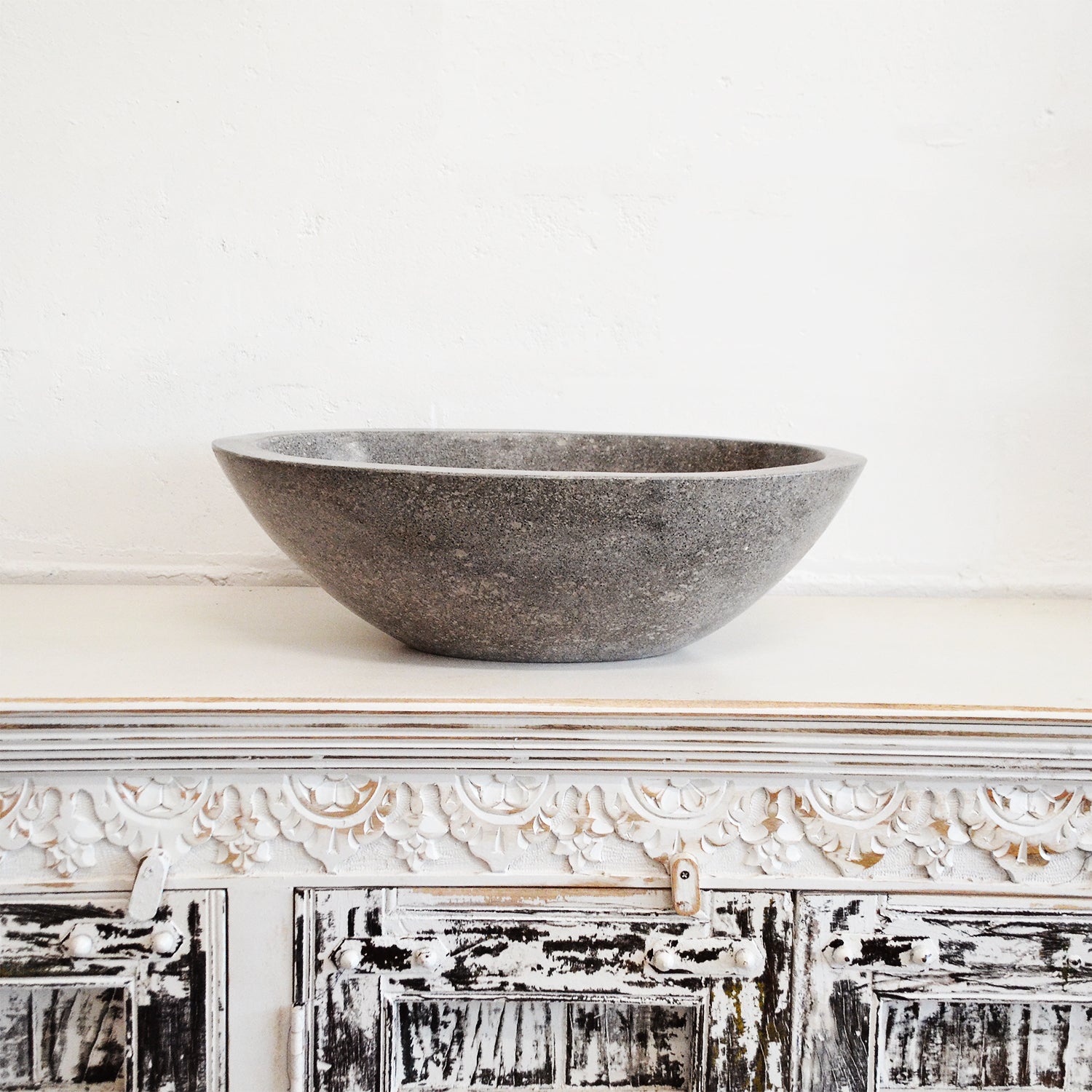 Concrete terrazzo stone basin – oval – Paradise Living Co.