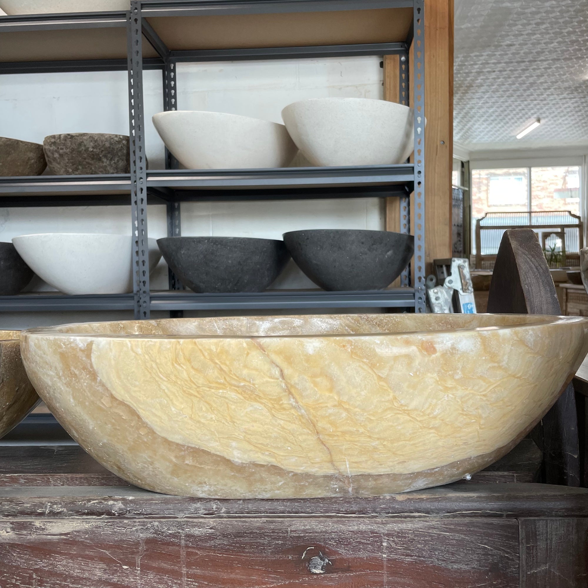 Polished onyx stone basin – oval – Paradise Living Co.