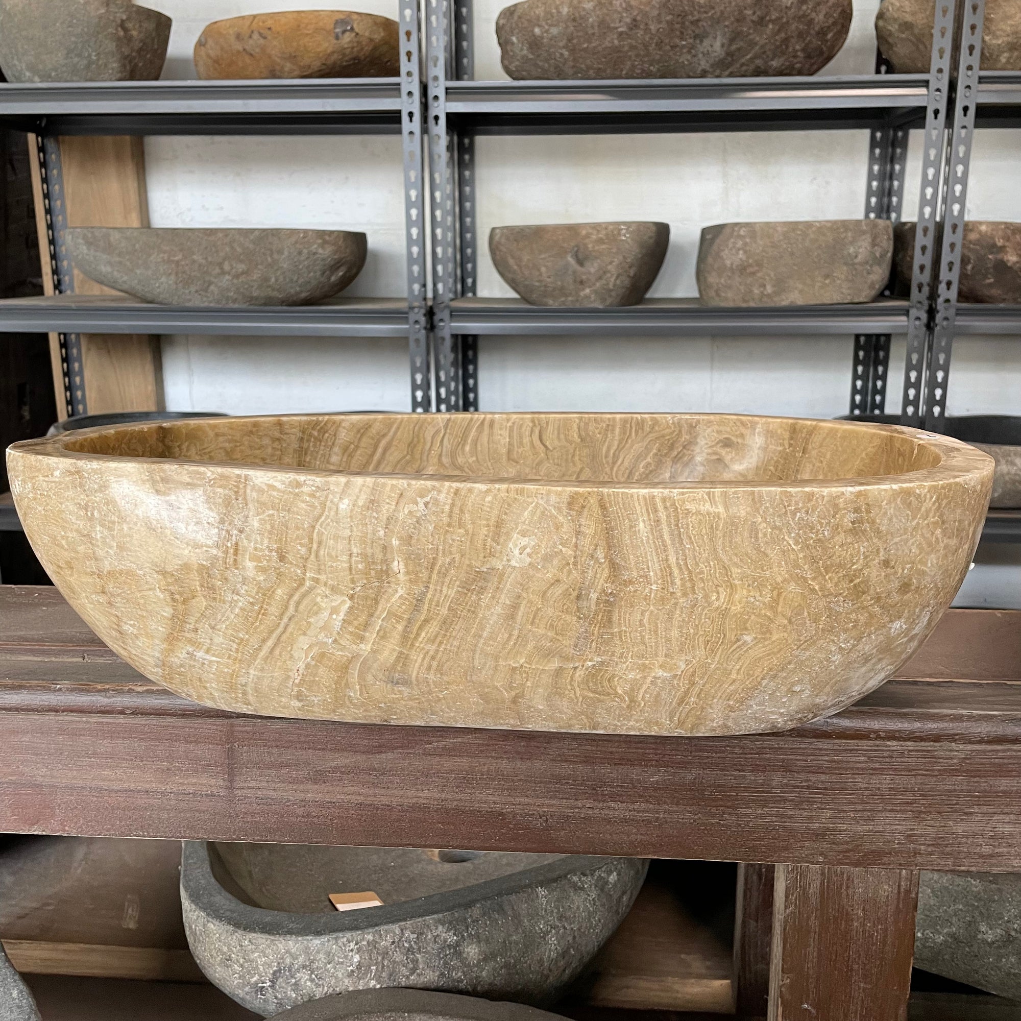 Polished onyx stone basin – oval – Paradise Living Co.
