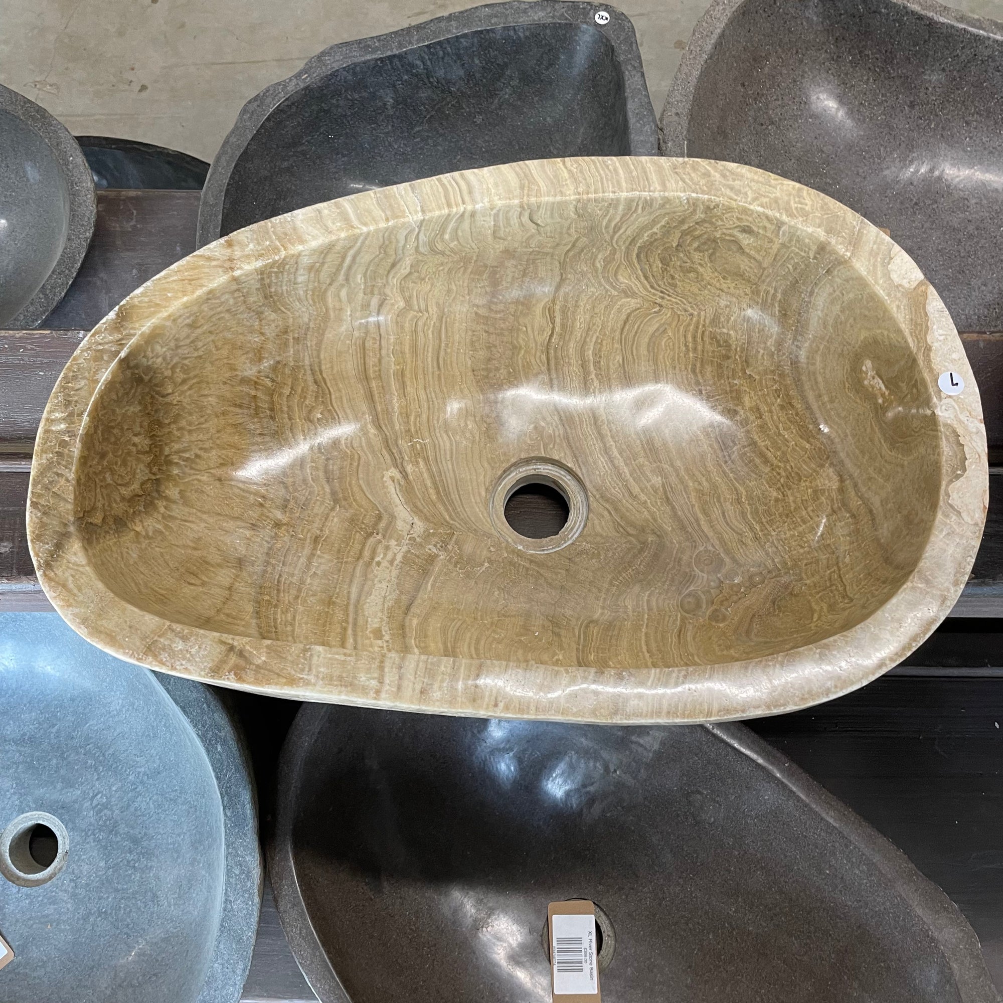 Polished onyx stone basin – oval – Paradise Living Co.