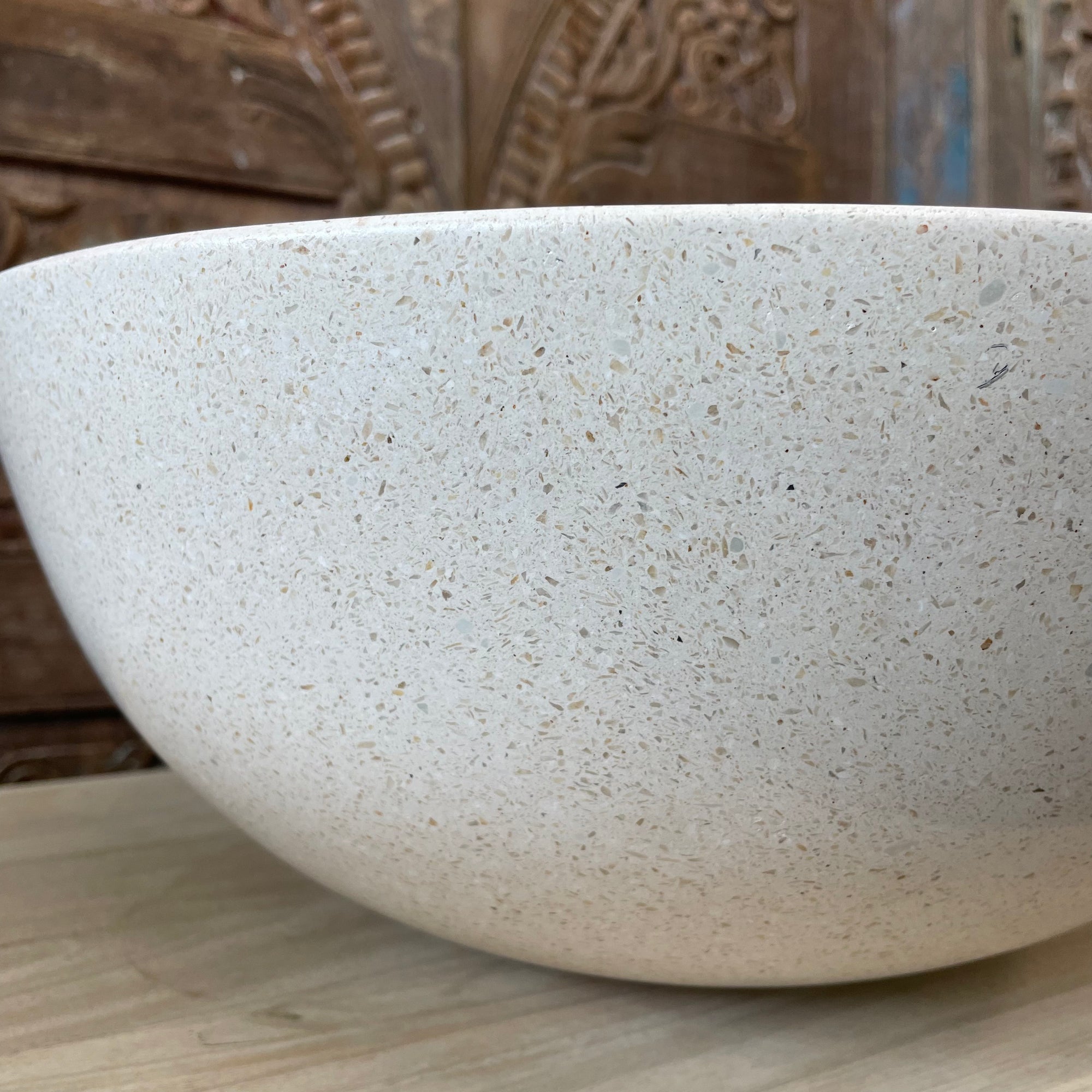 Concrete terrazzo stone basin – round – 40 x 40 x 15 x 2cm – Paradise Living Co.