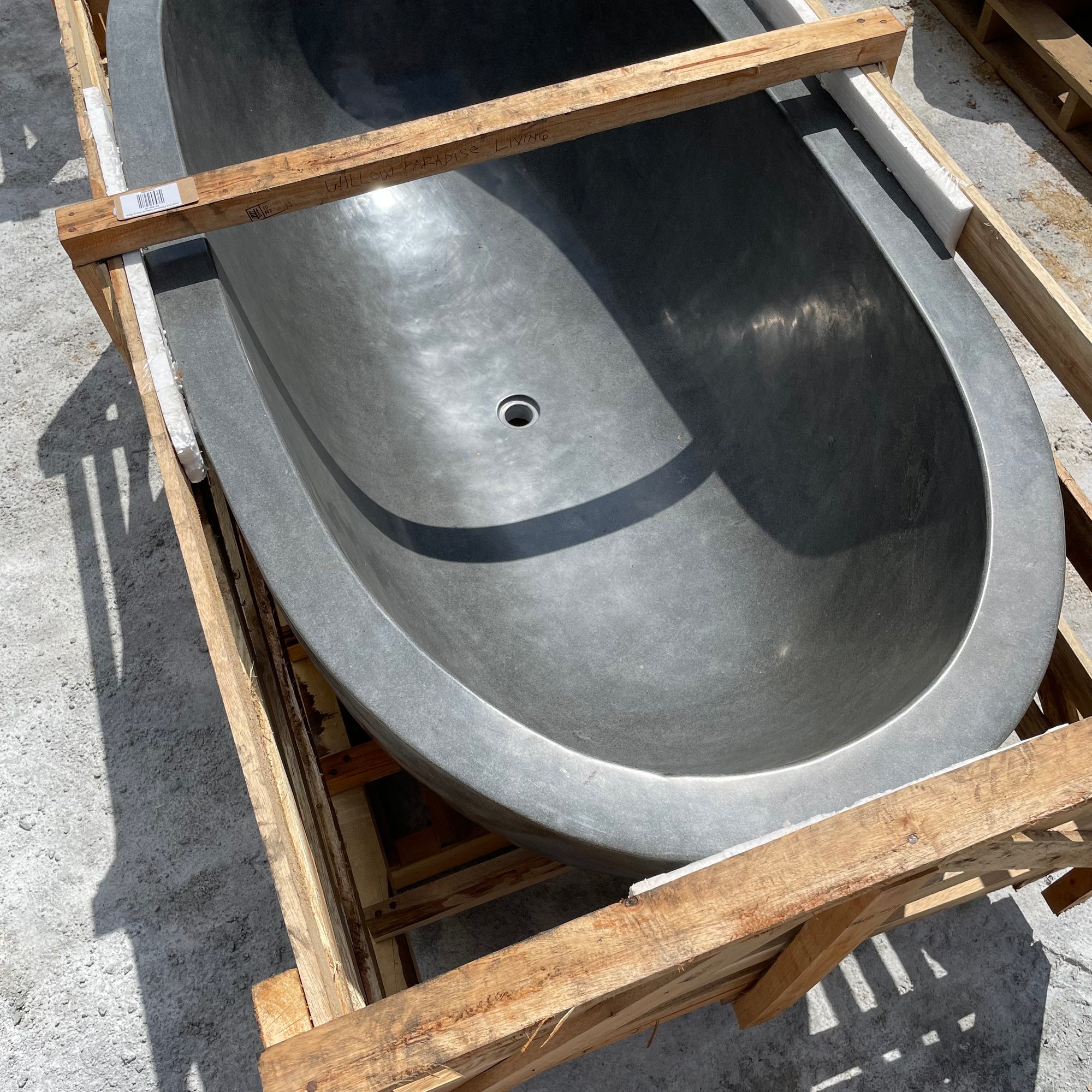 Oval Full Polished Natural Stone Bath | Made to Order