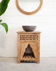 Kalak White Wash Carved Teak Vanity - 60cm Length | Made To Order