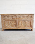 Kediri White Wash Carved Teak Vanity 150cm | 2 Door