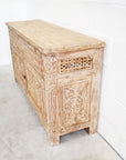Kediri White Wash Carved Teak Vanity 150cm | 2 Door